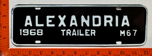1968 Alexandria, Virginia #M67 Trailer License Plate
