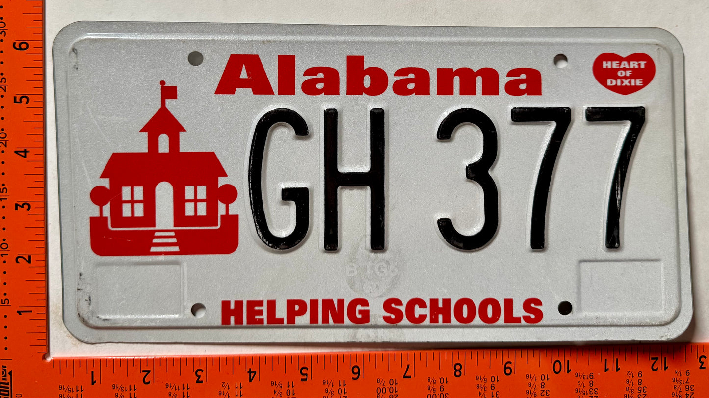 undated Alabama #GH 377 Helping Schools License Plate
