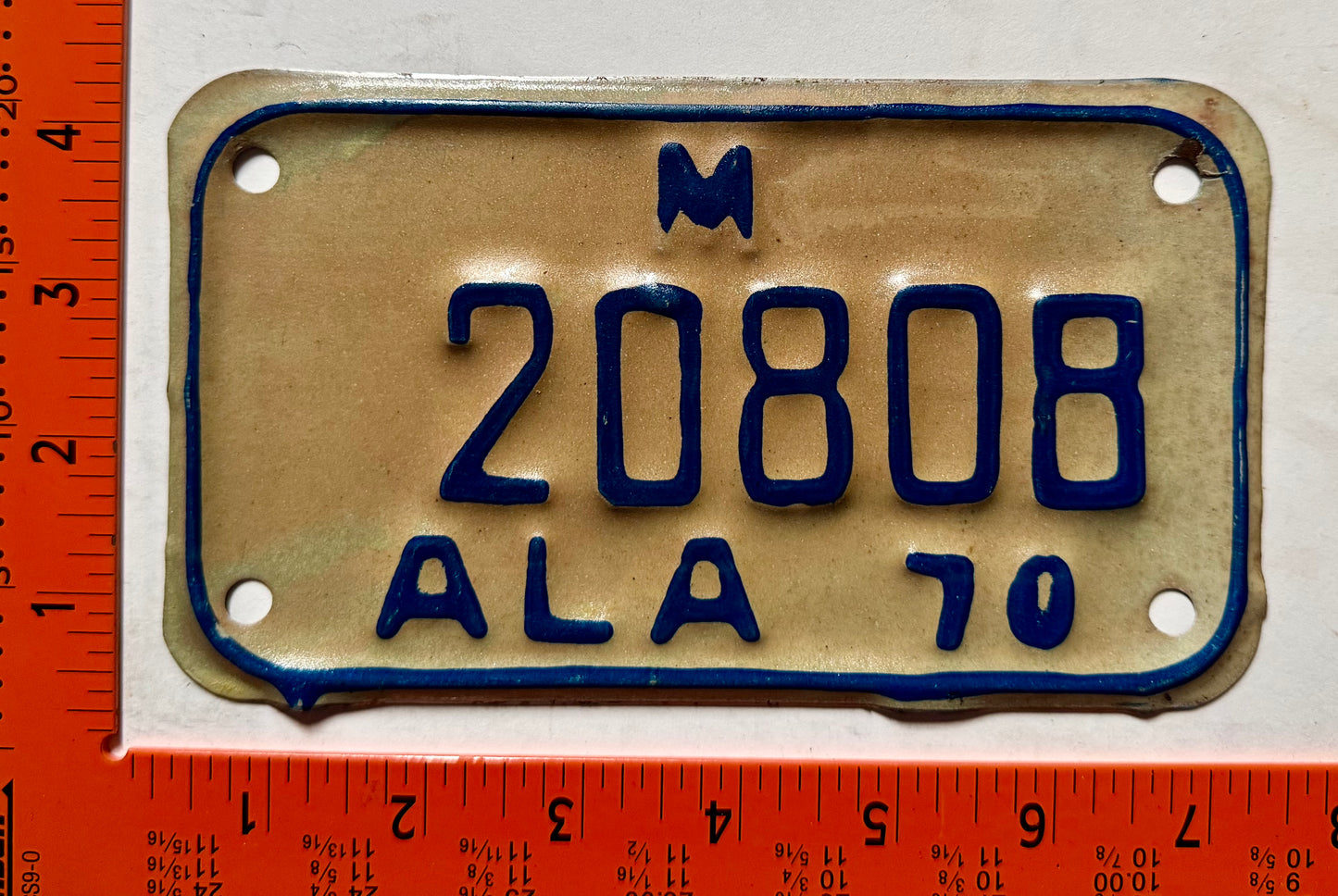 1970 Alabama #M/20808 Motorcycle License Plate