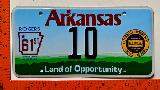 2015 ALPCA Convention, Rogers, AR #10 Souvenir License Plate