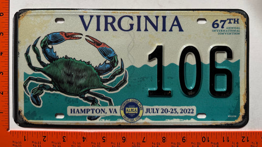 2022 ALPCA Convention, Hampton, VA #106 Souvenir License Plate
