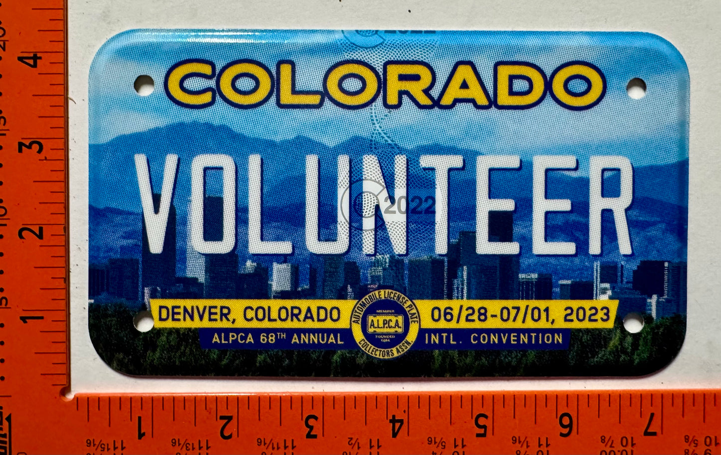 2023 ALPCA Convention Volunteer, Denver, CO License Plate