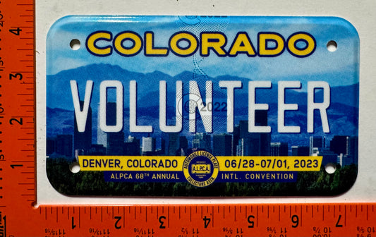 2023 ALPCA Convention Volunteer, Denver, CO License Plate