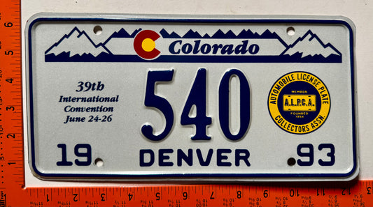 1993 ALPCA Convention, Denver, CO #540 Souvenir License Plate