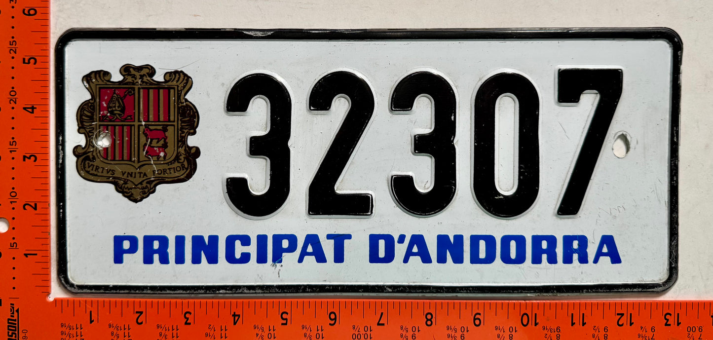 undated Andorra #32307 Passenger License Plate
