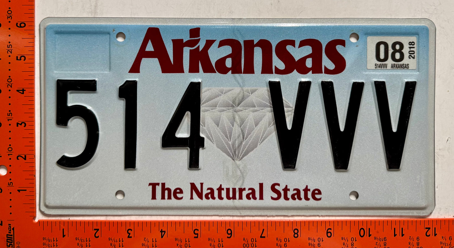 2018 Arkansas #514 VVV Passenger License Plate