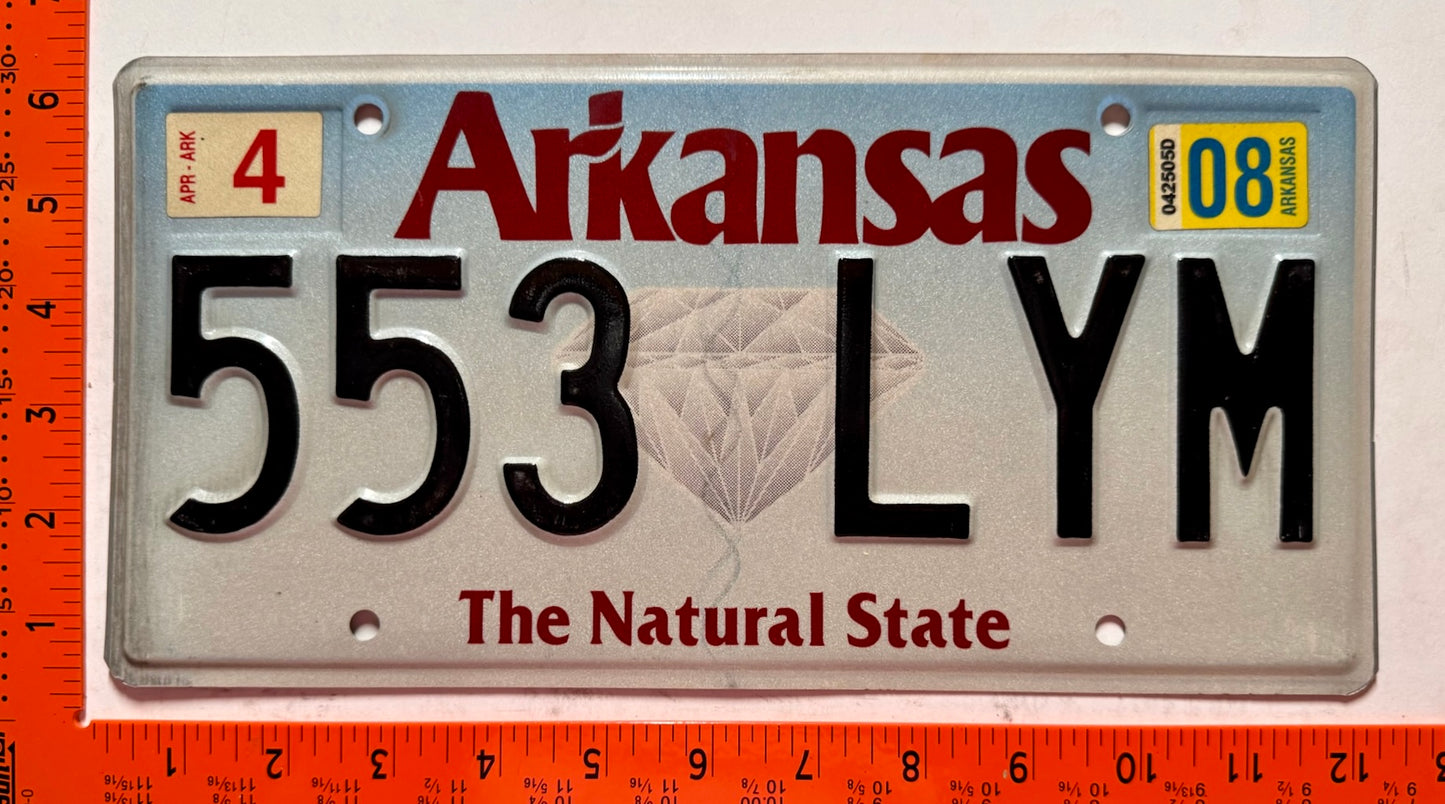 2008 Arkansas #553 LYM Passenger License Plate