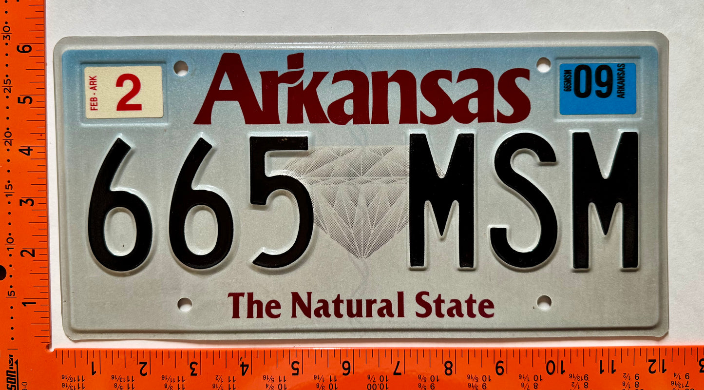 2009 Arkansas #665 MSM Passenger License Plate