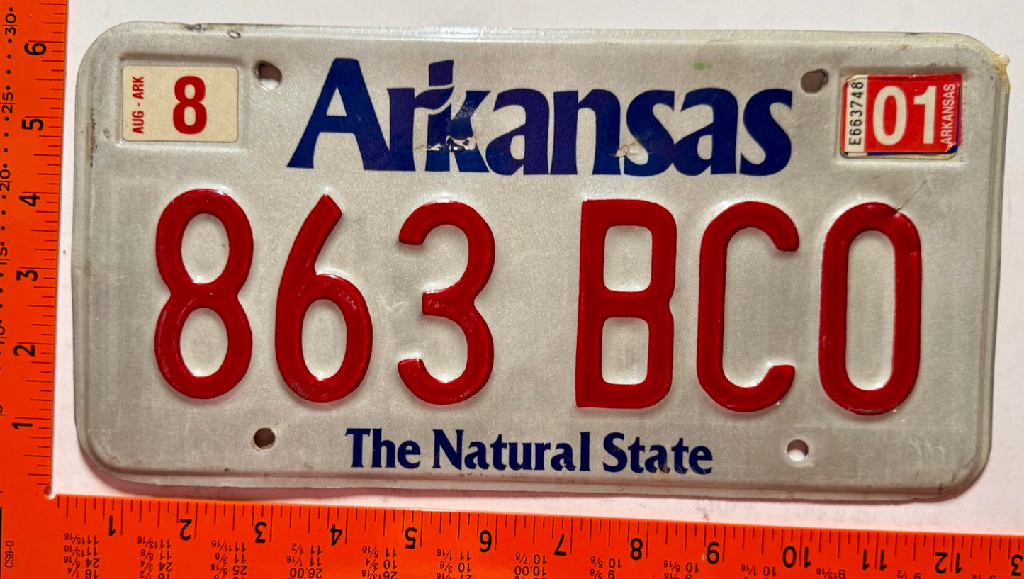 2001 Arkansas #863 BCO Passenger License Plate