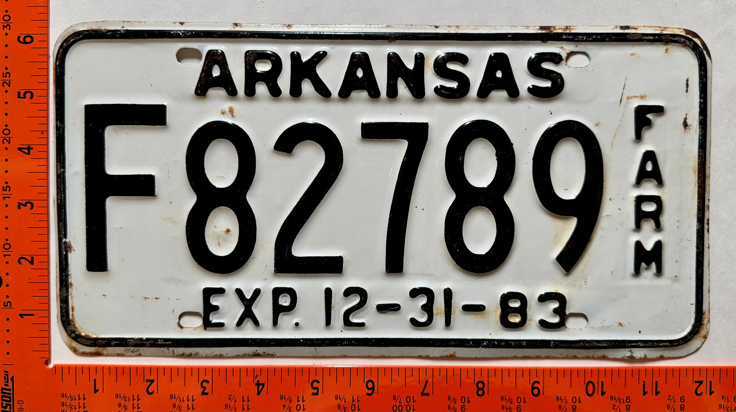 1983 Arkansas #F82789 Farm Truck License Plate
