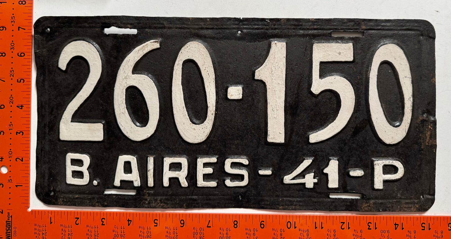 1941 Argentina #260-150 Passenger License Plate