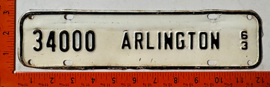 1963 Arlington County, Virginia #34000 License Plate