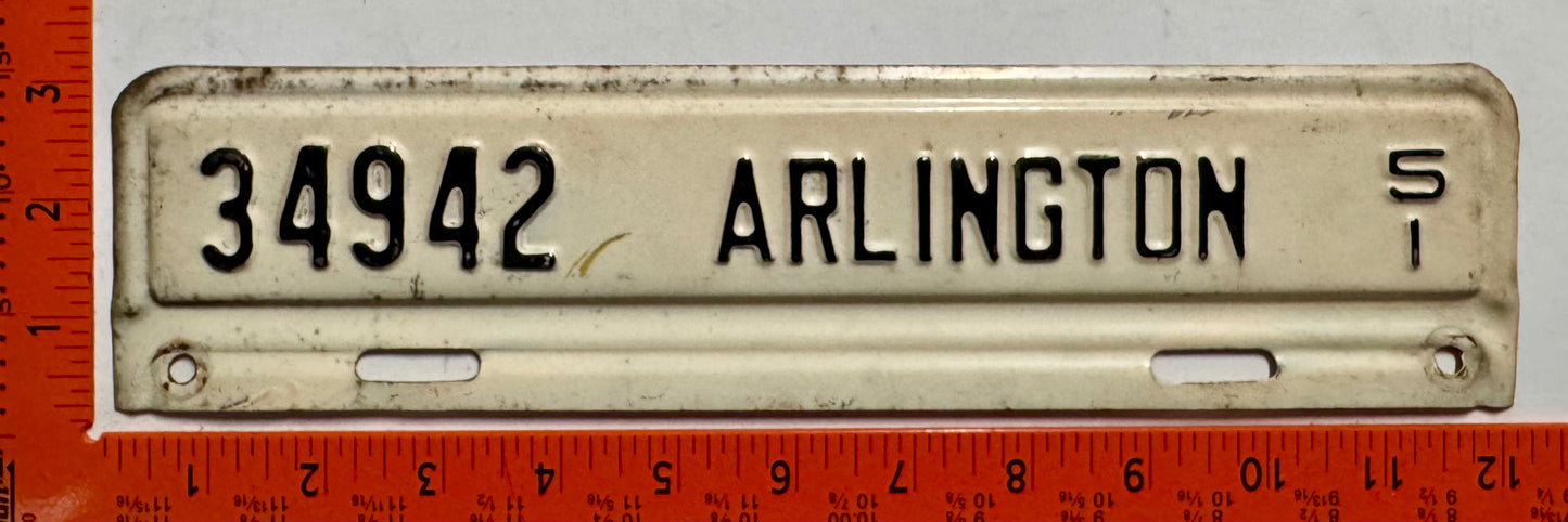 1951 Arlington County, Virginia #34942 License Plate