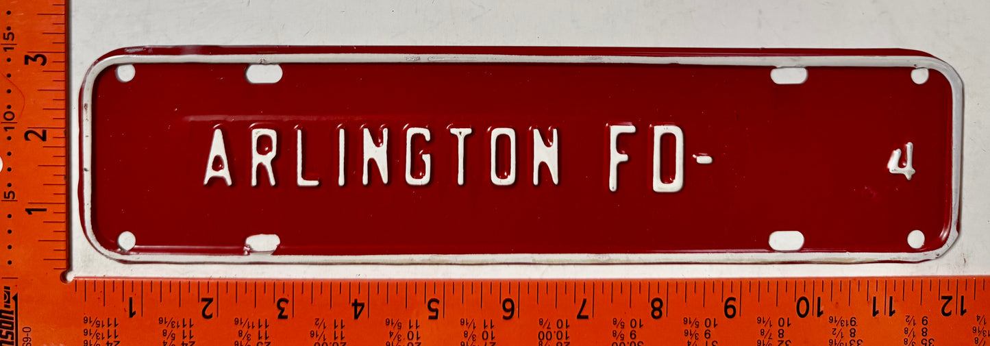 undated Arlington County, Virginia #4 Fire Department License Plate