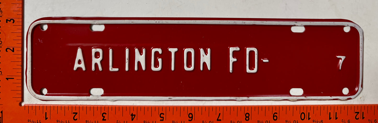undated Arlington County, Virginia #7 Fire Department License Plate