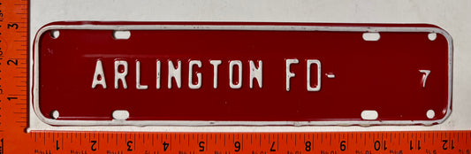 undated Arlington County, Virginia #7 Fire Department License Plate