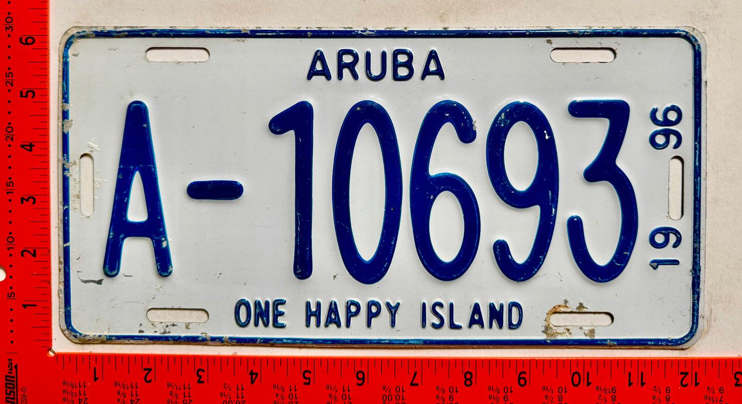1996 Aruba #A-10693 Passenger License Plate