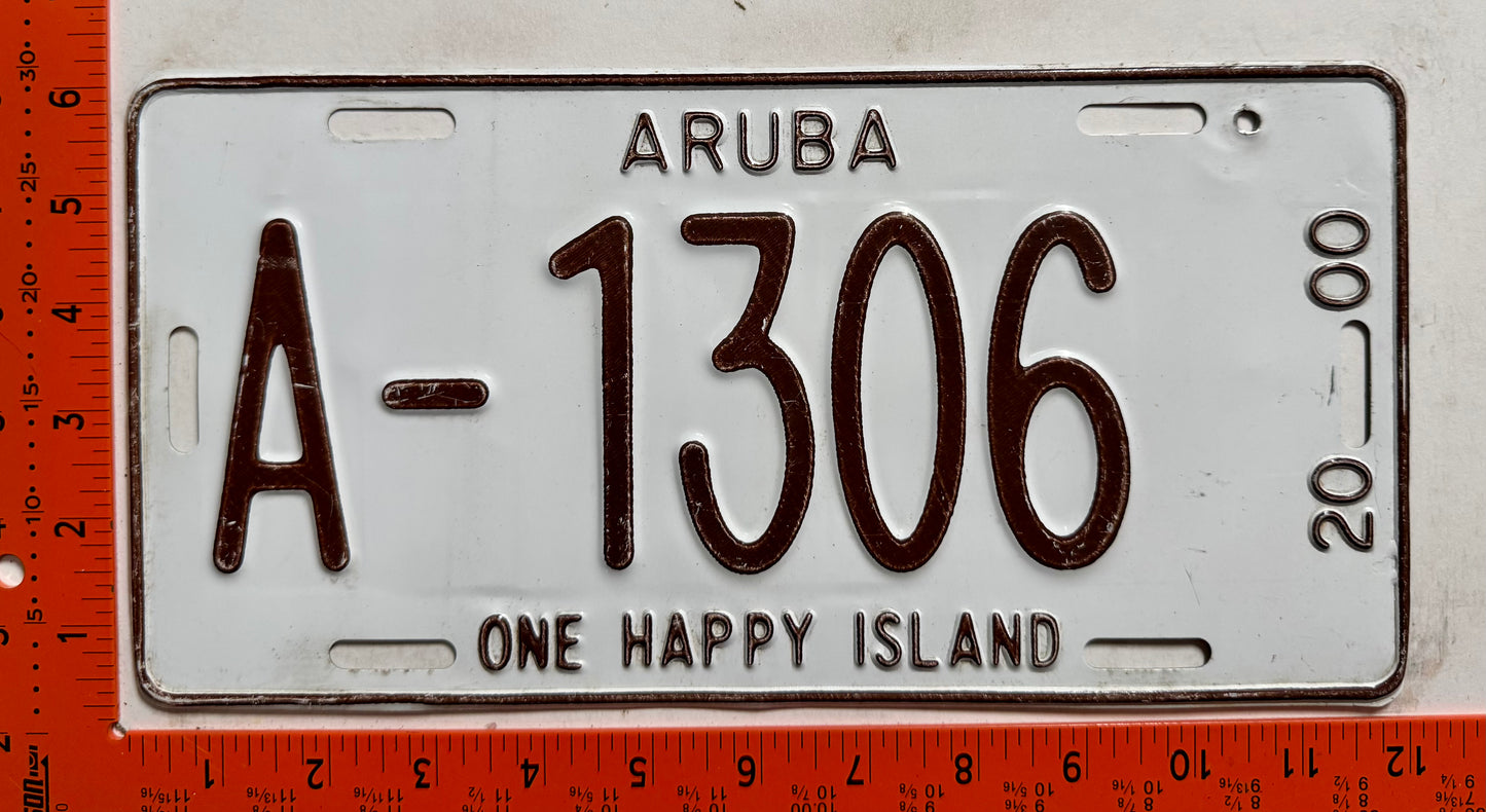 2000 Aruba #A-1306 Passenger License Plate