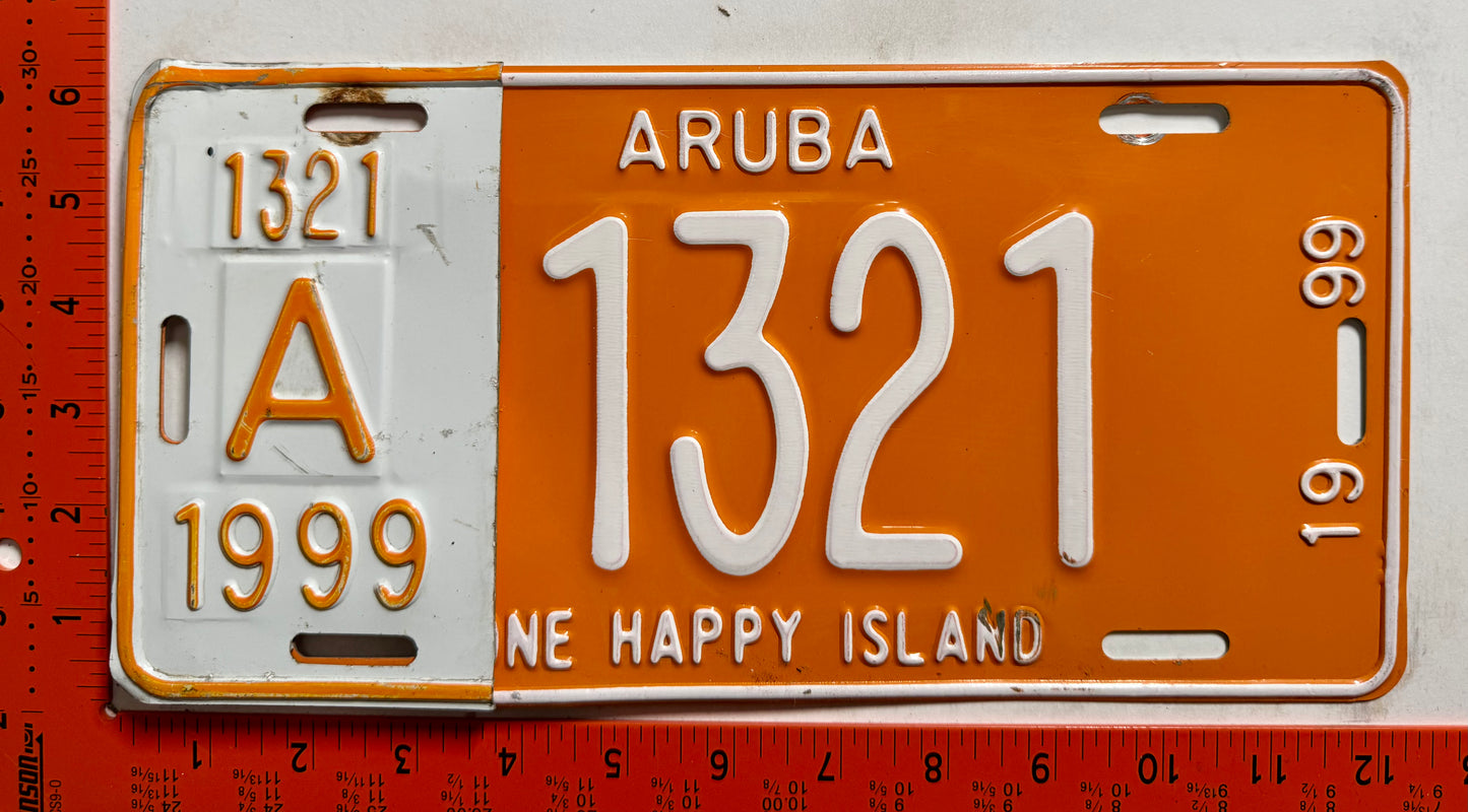 1999 Aruba #A-1321 Passenger License Plate