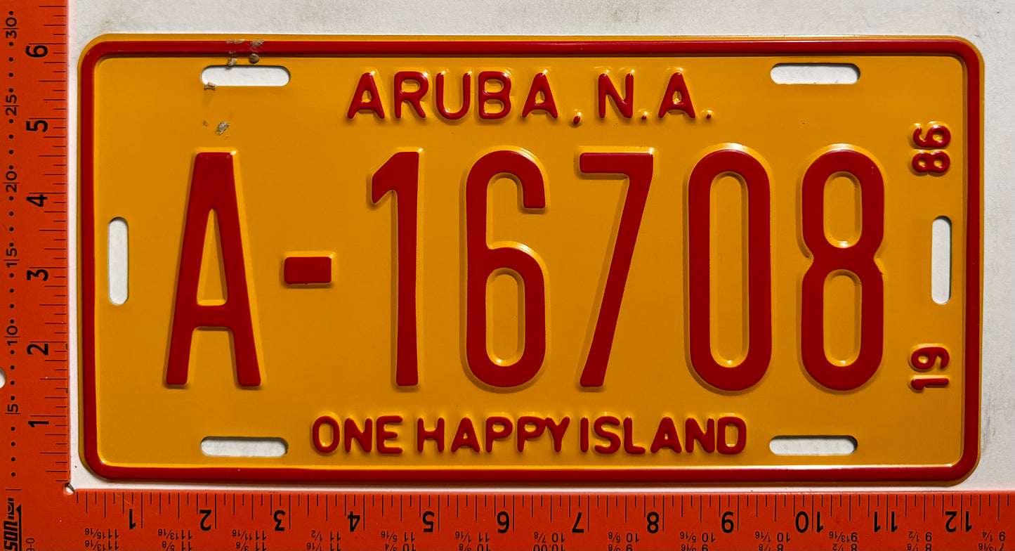 1986 Aruba #A-16708 Passenger License Plate