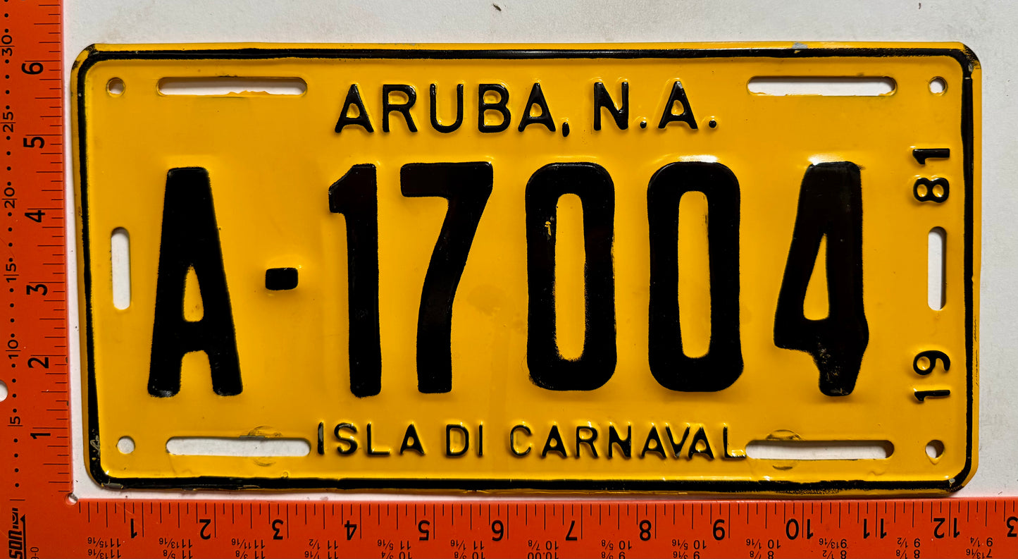 1981 Aruba #A-17004 Passenger License Plate