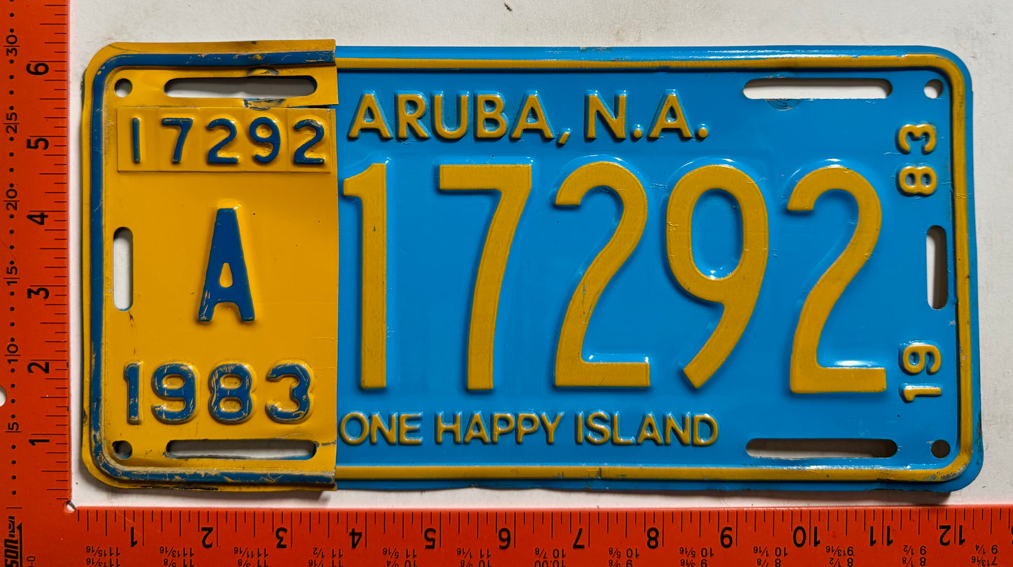 1983 Aruba #A-17292 Passenger License Plate