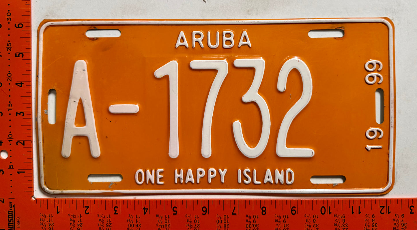 1999 Aruba #A-1732 Passenger License Plate