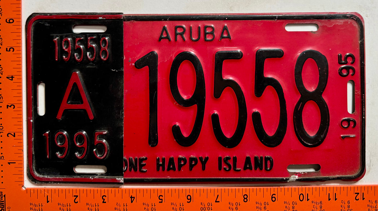 1995 Aruba #A-19558 Passenger License Plate