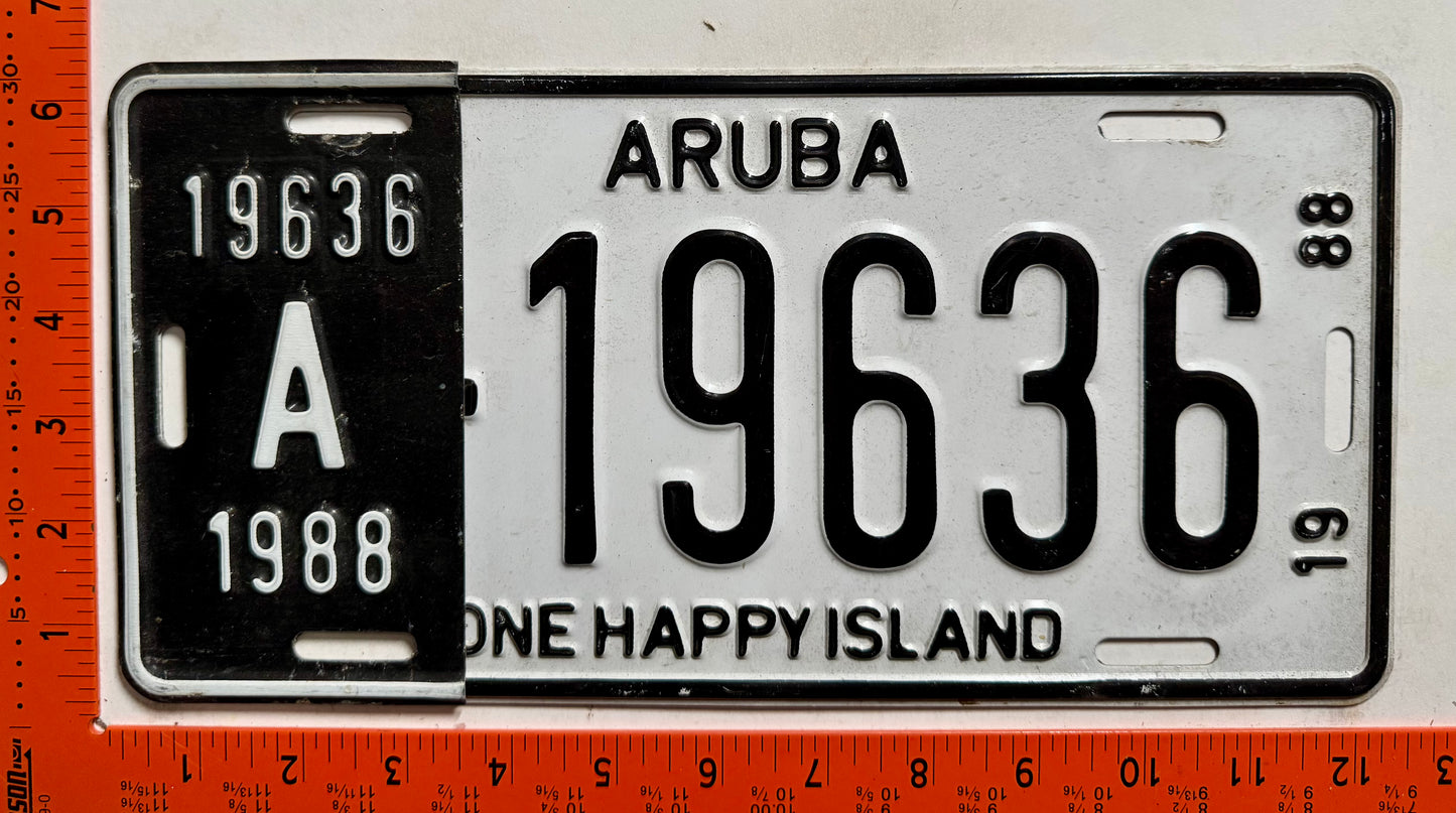 1988 Aruba #A-19636 Passenger License Plate