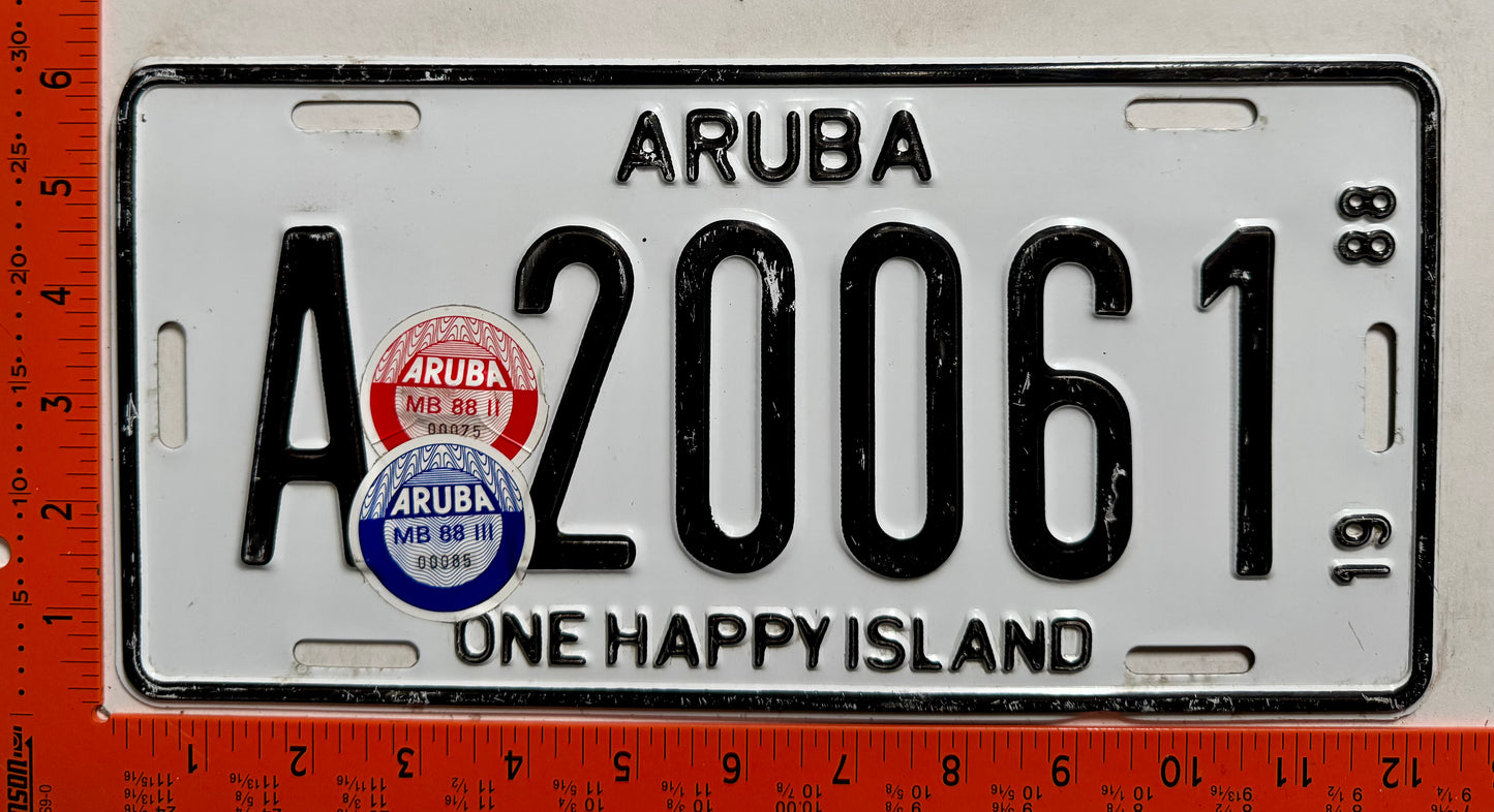1988 Aruba #A-20061 Passenger License Plate