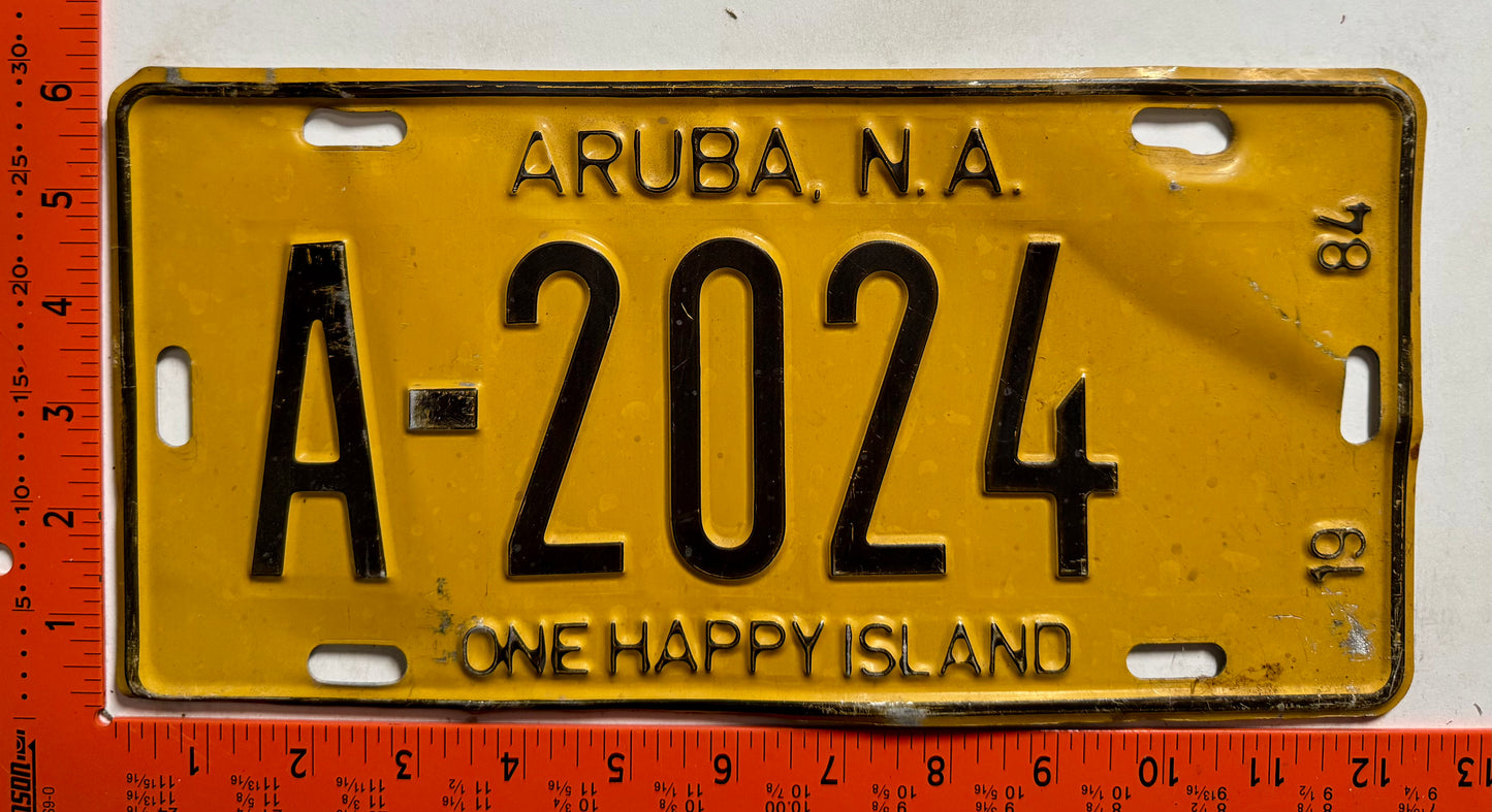 1984 Aruba #A-2024 Passenger License Plate
