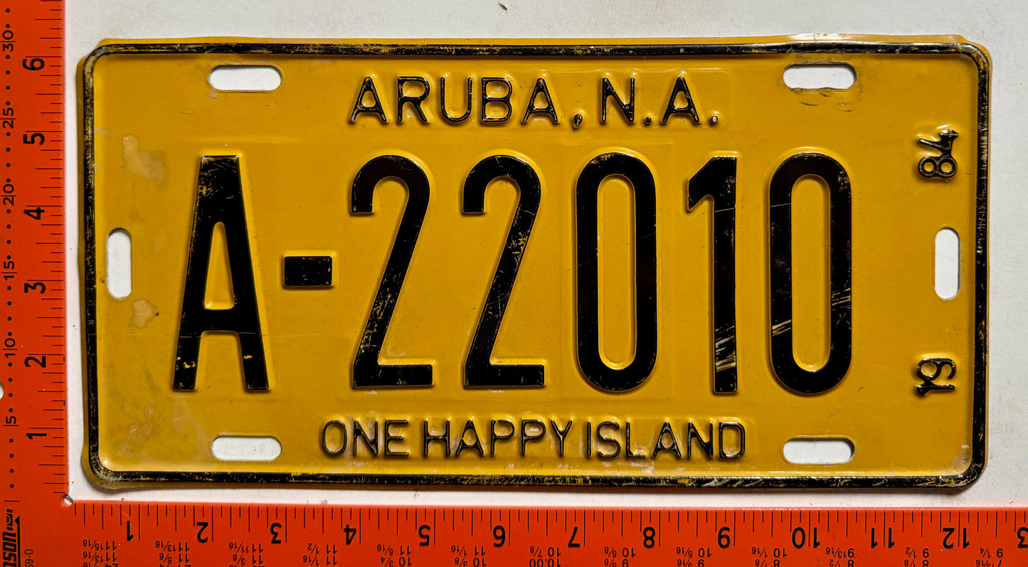1984 Aruba #A-22010 Passenger License Plate