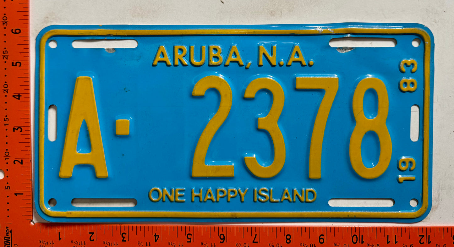 1983 Aruba #A-2378 Passenger License Plate