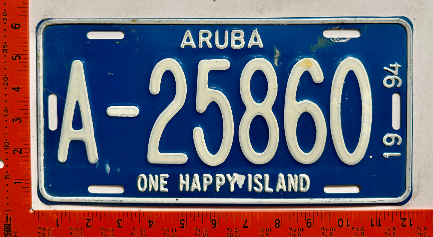 1994 Aruba #A-25860 Passenger License Plate