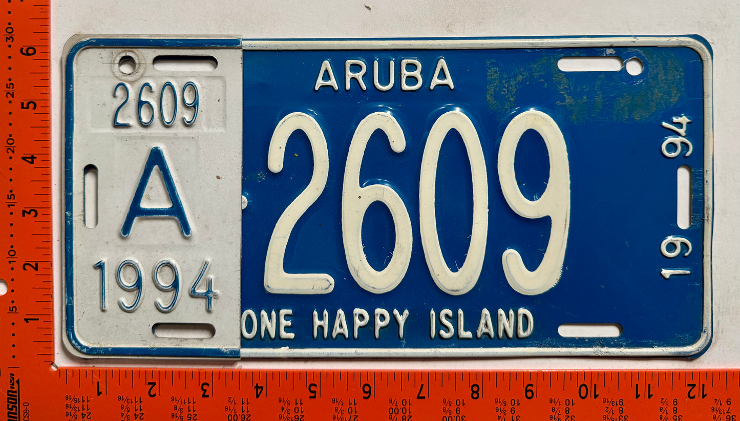 1994 Aruba #A-2609 Passenger License Plate