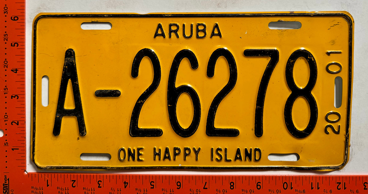 2001 Aruba #A-26278 Passenger License Plate