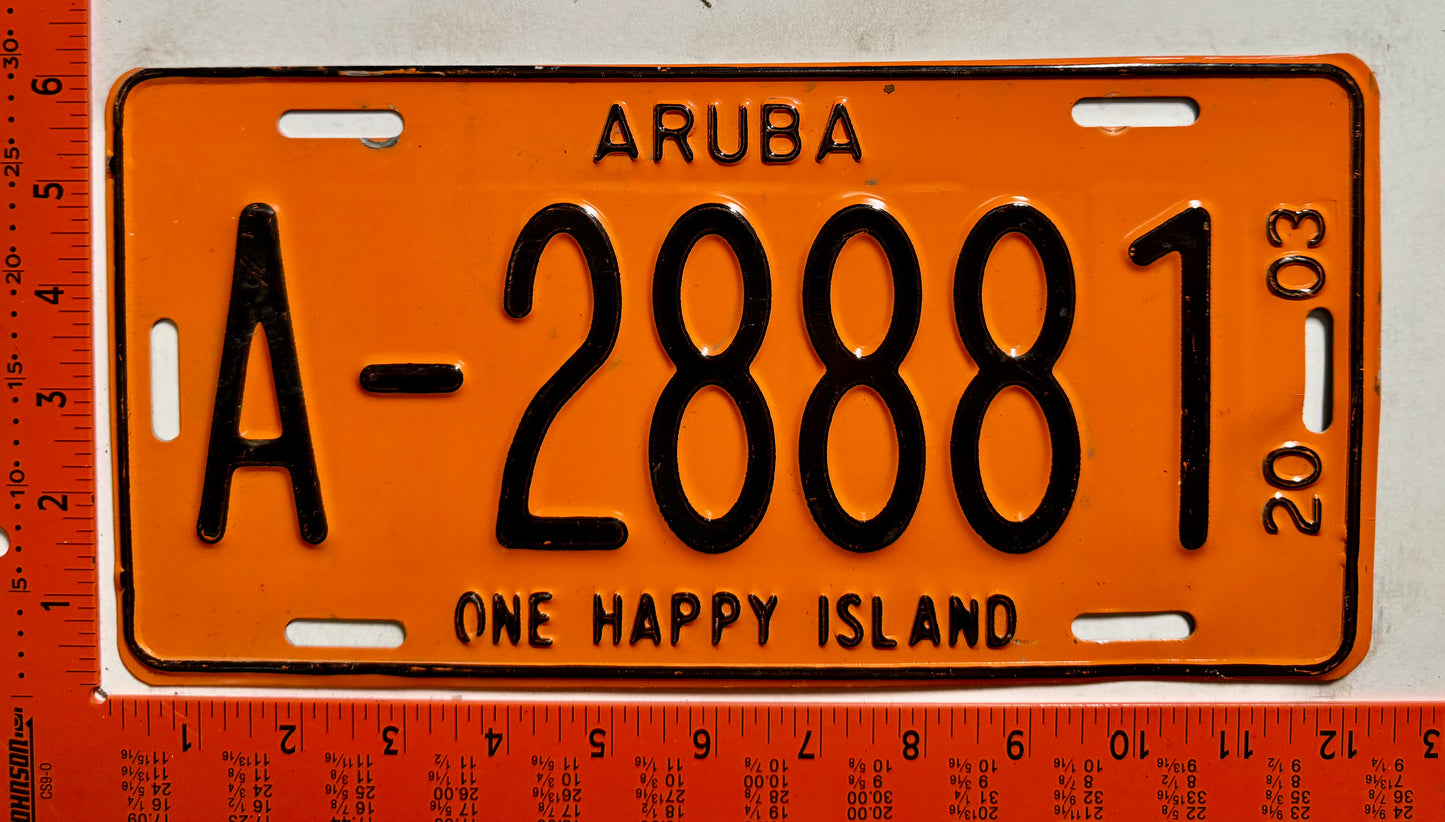 2003 Aruba #A-28881 Passenger License Plate