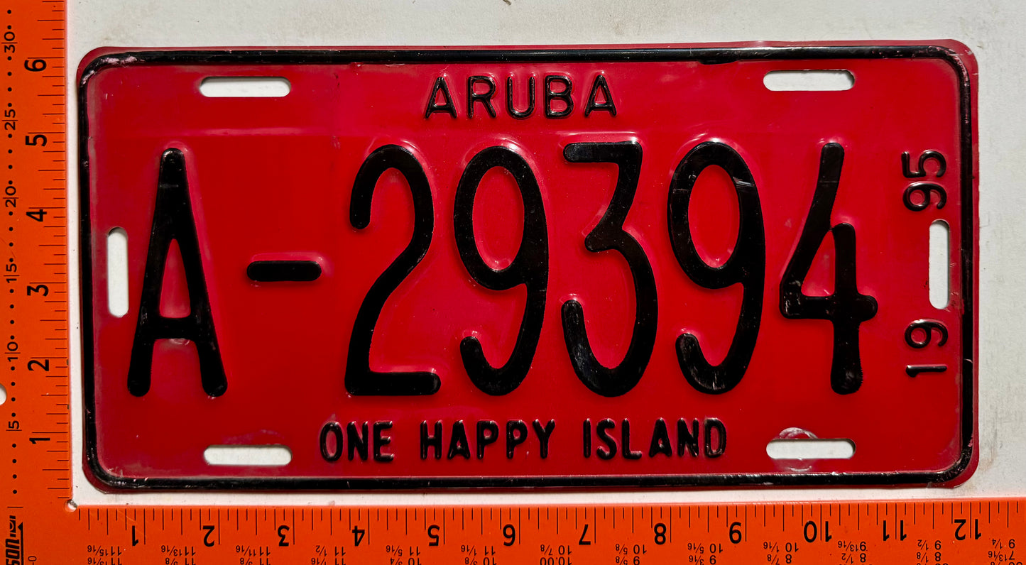 1995 Aruba #A-29394 Passenger License Plate