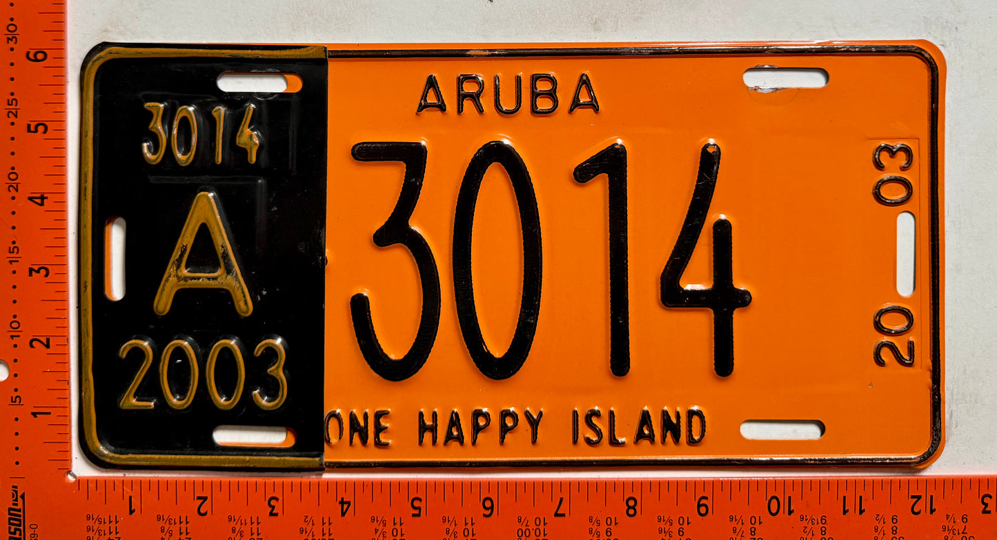 2003 Aruba #A-3014 Passenger License Plate