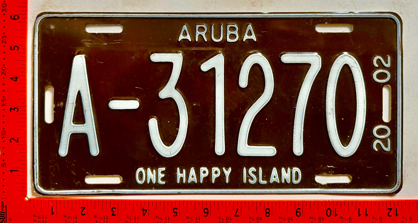 2002 Aruba #A-31270 Passenger License Plate