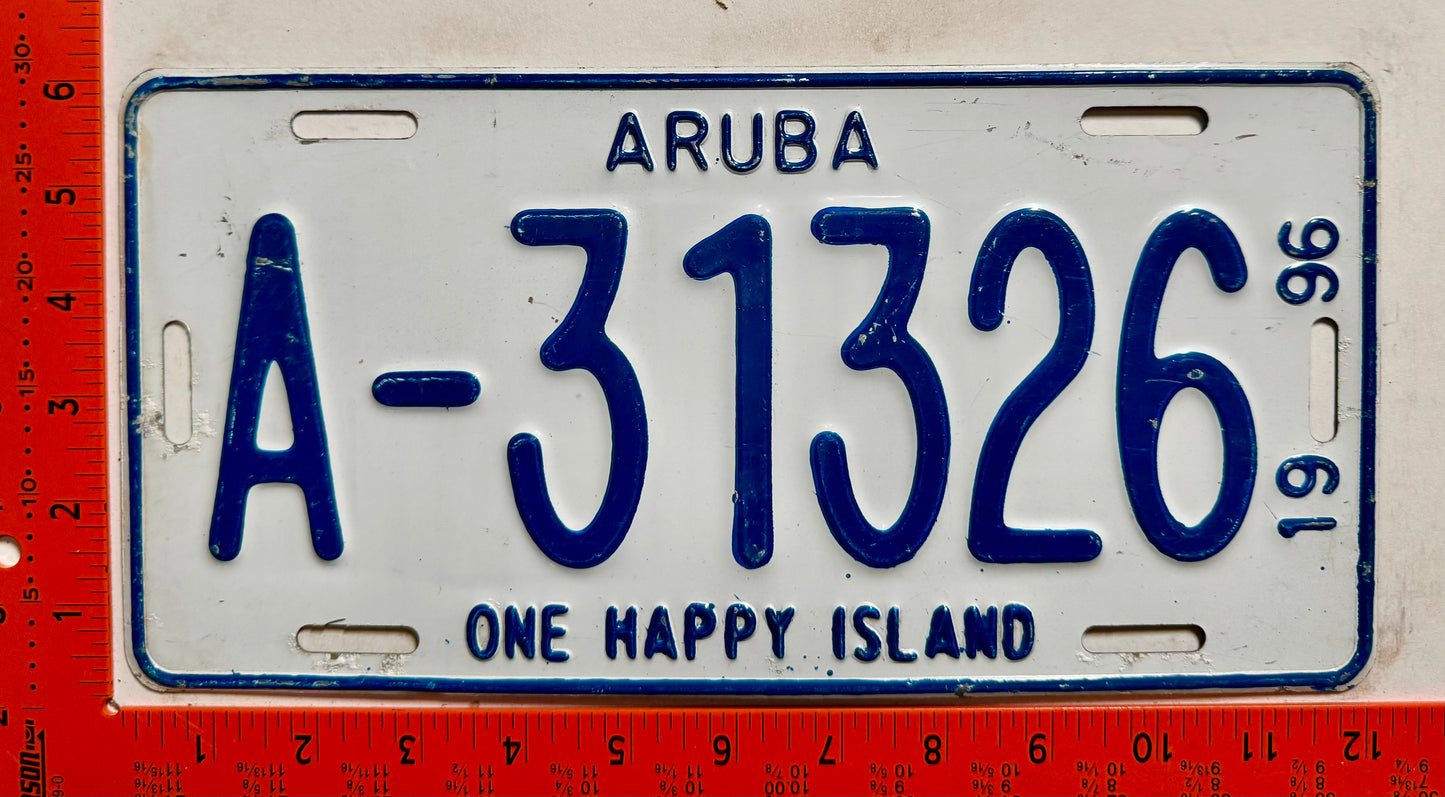 1996 Aruba #A-31326 Passenger License Plate