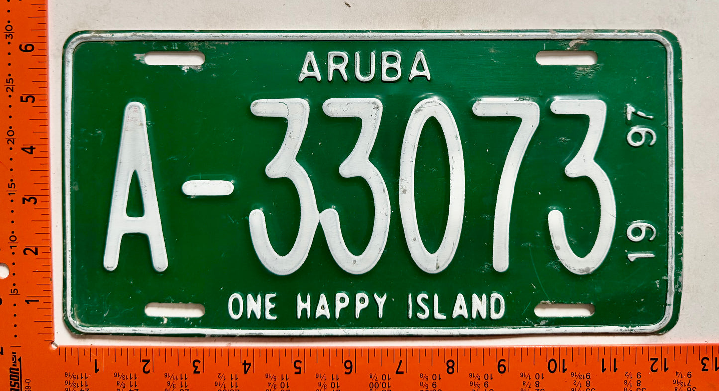 1997 Aruba #A-33073 Passenger License Plate