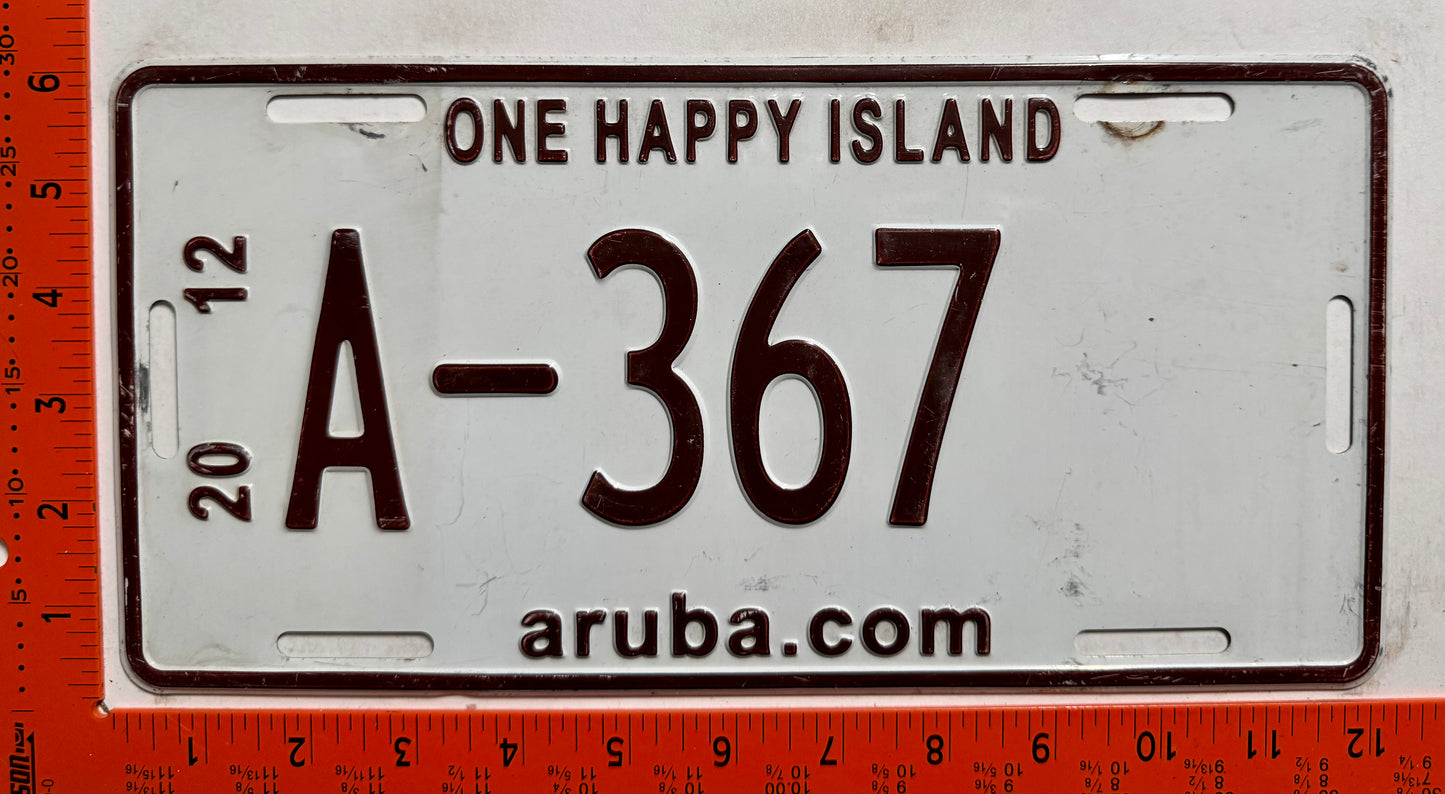2012 Aruba #A-367 Passenger License Plate