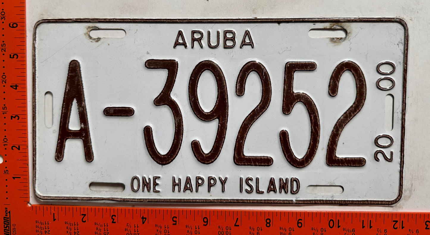 2000 Aruba #A-39252 Passenger License Plate