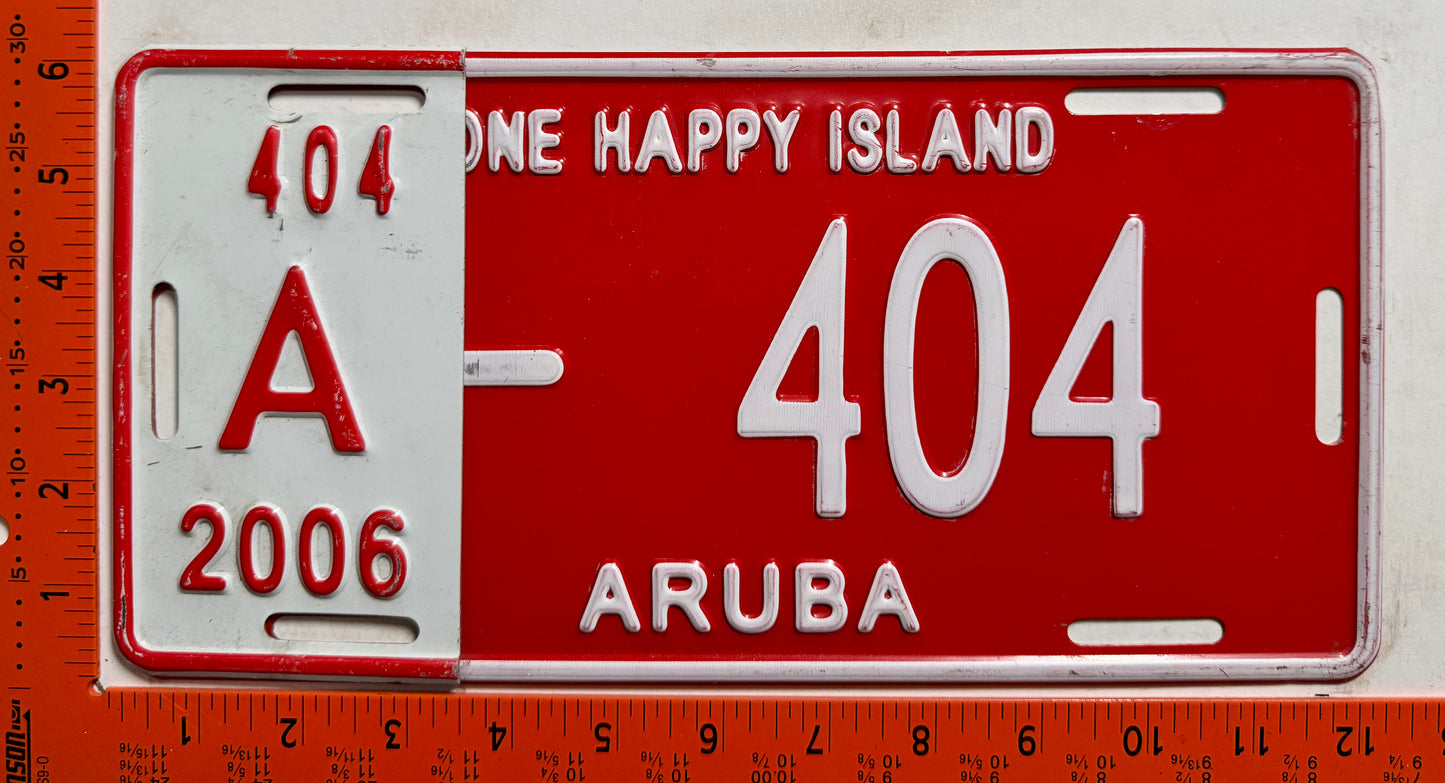 2006 Aruba #A-404 Passenger License Plate