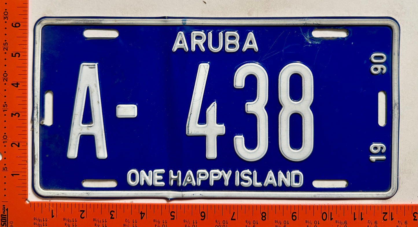 1990 Aruba #A-438 Passenger License Plate