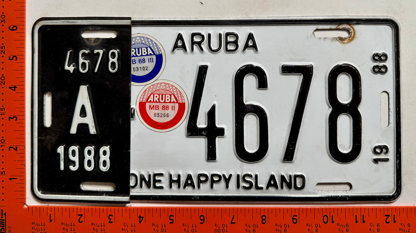 1988 Aruba #A-4678 Passenger License Plate