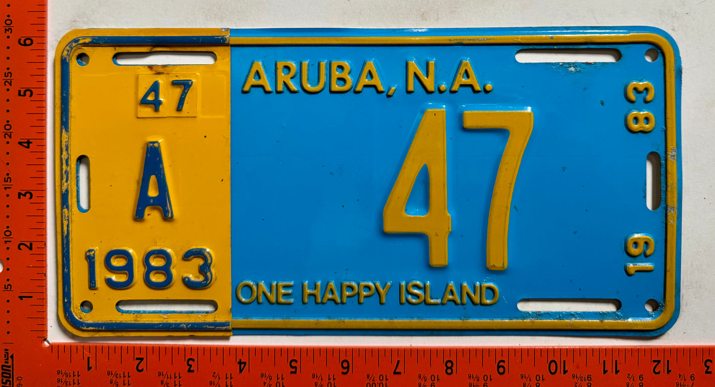 1983 Aruba #A-47 Passenger License Plate