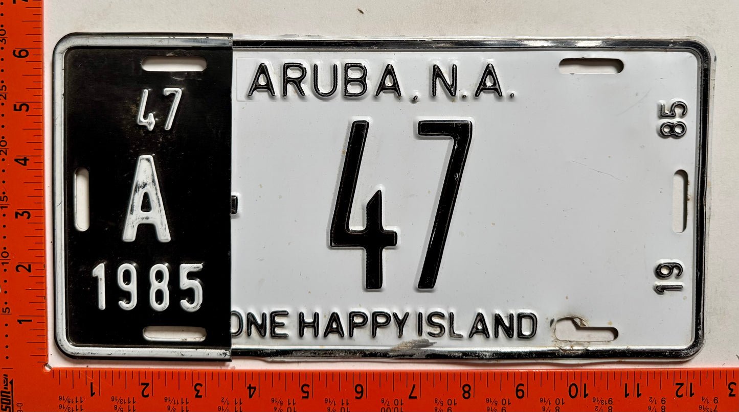1985 Aruba #A-47 Passenger License Plate