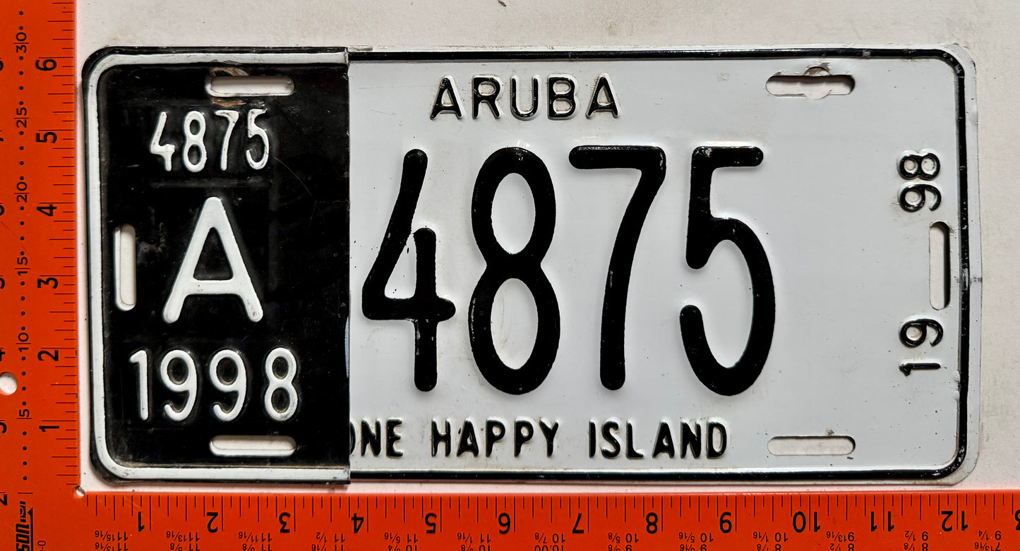 1998 Aruba #A-4875 Passenger License Plate